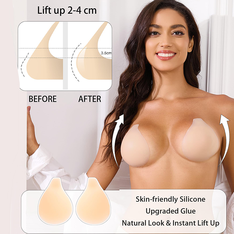 Backless Bra Sticky - 1/2 Pary Damskich Biustonoszy Samoprzylepnych Push