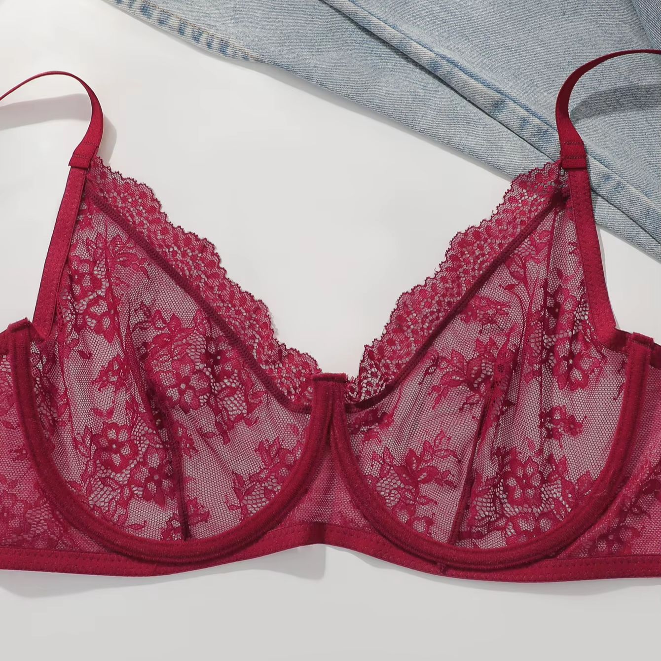 Damski biustonosz plus size, c – Sheer Bra Lace recenzja i cena